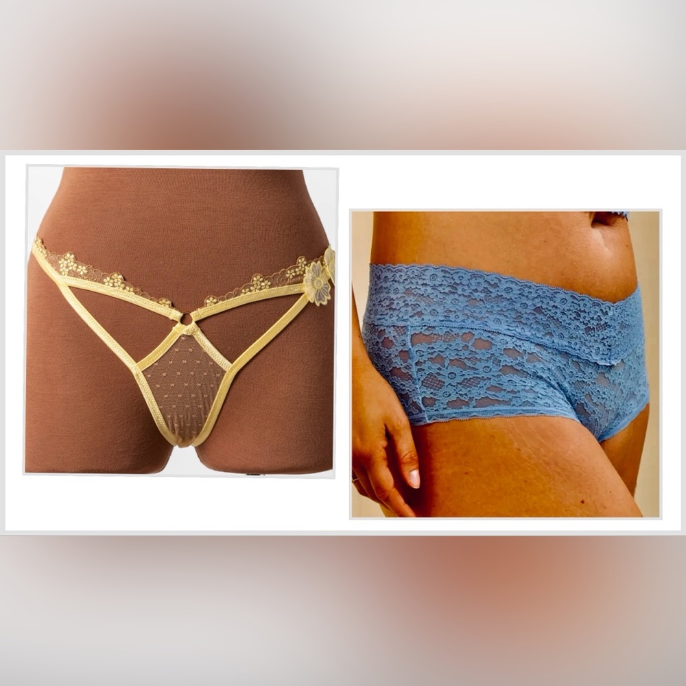 Chic Lace Panty Set - Yellow and Blue